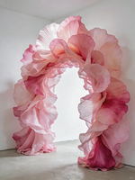 D359 Installation artistique géante en organza pour décor de toile de fond de scène d'entrée de mariage, banquets de fiançailles et vitrines de centre commercial