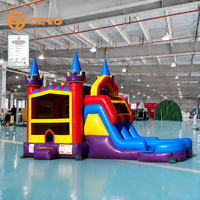Château Gonflable Commercial Ceyu avec Toboggan et Tour Jaune et Noire, Idéal pour Événements, Parcs, Enfants, avec Échelles à Mailles Géantes, Vente Directe Usine