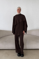 Ensemble coordonné modeste haut de gamme personnalisé pour femme, tunique musulmane et pantalon large, tenues 2026