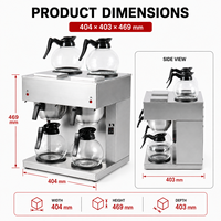 Machine à café double professionnelle 4 carafes en acier inoxydable avec chauffe-tasses pour restaurant, hôtel, petit-déjeuner, café
