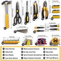 Kit d'outils pour la maison de 122 pièces, ensemble d'outils à main robustes avec boîte de rangement pour la réparation de bricolage, l'assemblage de meubles et l'entretien de la maison
