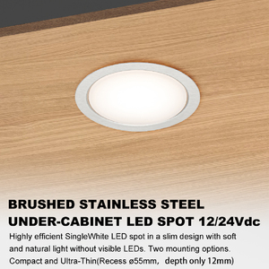 <strong>Cabinet</strong> Lighting RV Round <strong>Cabinet</strong> <strong>Lights</strong> 24V LED Puck <strong>Light</strong> PC Plastic Shade Stainless Steel IP44 for Closet Shelf Kitchen - Product Image 2