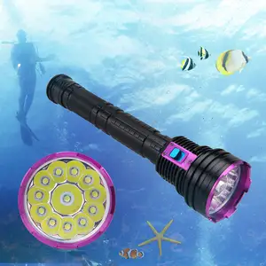 IP68 8000LM פנס צלילה עמיד למים לפיד צלילה ארוך במיוחד עובד סגסוגת אלומיניום פנס תת מימי