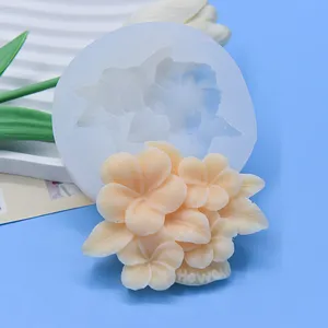 Obral besar praktis cetakan silikon 3D DIY cetakan lilin beraroma berbentuk bunga bulat grosir untuk membuat lilin