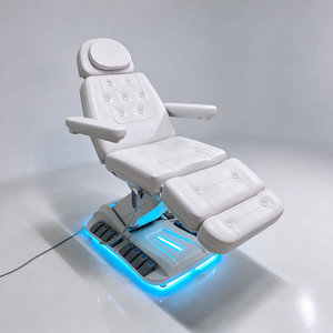 Fauteuil de soin esthétique électrique en cuir PU blanc, 4 moteurs, réglable, avec base LED - Product Image 3