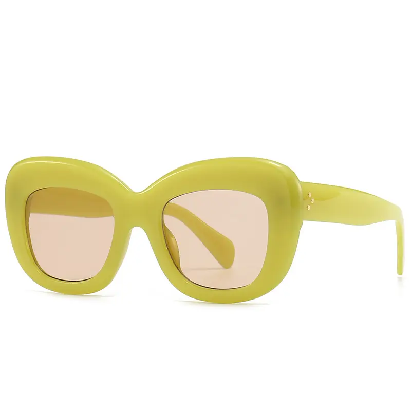 Luxury Retro oversized Square Sun Glass ladies Shades Green uv400 plastic big Eye wear customize logo Sunglasses Women 2023