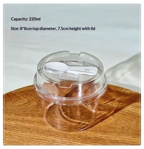 Copo Redondo de Mousse de 220ml com Tampa e Colher, Caixa Plástica Transparente PET para Sobremesas, Ideal para Bolo, Iogurte e Sorvete - Product Image 5
