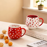 Mug en céramique italien minimaliste à motif cœur, design créatif peint à la main à pois, mignon, pour café/eau, idéal pour mariage