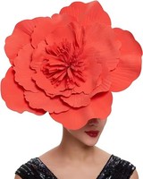 Serre-tête géant pour fête, motif floral exagéré, rose et rouge, style Jockey Club, durable, pour extérieur, coiffe irisée pour cheveux