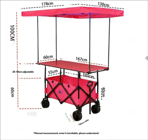 Carrello Pieghevole di Alta Qualità da 420L con <span class=keywords><strong>4</strong></span> Posizioni di Regolazione dell'Altezza, Ruote Larghe Rosa e Tettuccio per Campeggio e Carrello per Venditori - Product Image 2