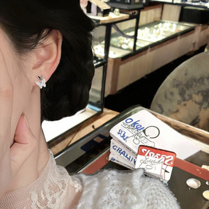 S925 Pure <b>Silver</b> <b>Stud</b> Earrings Unique Butterfly Pattern with Zircon for Party Occasions - Product Image 2