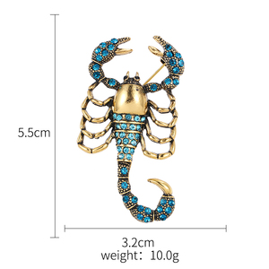 Broches Scorpion en Cristal Bleu Brillant Weiman, Luxe, Mode Féminine, Alliage Plaqué Or, Broche Personnalisée, Designer - Product Image 6
