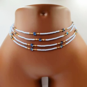 Catena per la vita africana con perline di vetro, catena per il corpo alla moda con farfalle colorate e cristalli per uso quotidiano - Product Image 1