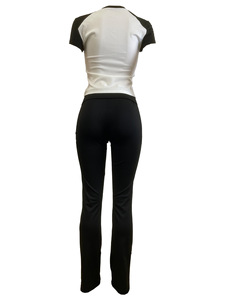 Ensemble deux pièces ajusté pour femme 2026 – Haut à manches courtes et pantalon évasé taille haute – Vêtements féminins - Product Image 3