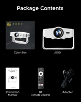 JUNUO J500 Android 14, 500 lumens ANSI, 1080P LED, compatible 4K, mise au point électronique, haut-parleurs intelligents intégrés, projecteur portable de poche pour cinéma maison