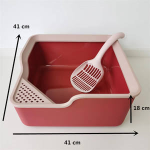 Boîte à litière en plastique pour chat, <span class=keywords><strong>bac</strong></span> à <span class=keywords><strong>sable</strong></span> <span class=keywords><strong>carré</strong></span> avec pelle, boîte de toilette pour animaux de compagnie de grande capacité - Product Image 6