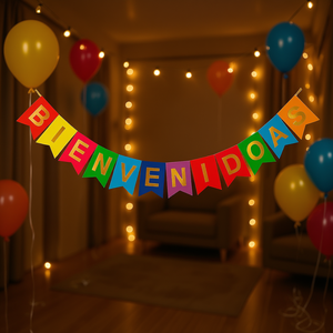 Guirnalda Bienvenidos Letras Multicolor Doradas 13 Piezas 4M Banner para Fiesta - Product Image 3