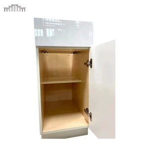 <strong>Euro</strong> Frameless White Modern Design PET Cover Kitchen Cabinets Complete Sets for Building Projects - Product Image 2