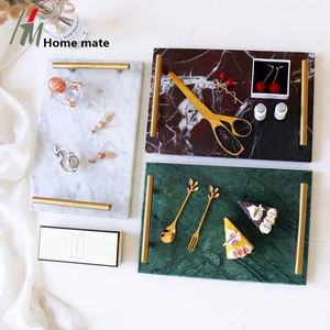 Plateau en marbre vert nouvelle tendance, Restaurant de luxe, 30x20cm, avec poignée de couleur or, offre spéciale - Product Image 6