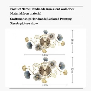 Ginkgo Leaf Decoration Wall Metal Wall <strong>Clocks</strong> for Home Living Room Luxury Wall Decor 3D <strong>Arts</strong> Hanging <strong>Clock</strong> - Product Image 5