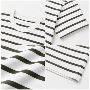 T-shirt rayé à manches courtes pour homme, col rond, coupe classique, décontracté, en coton tricoté respirant - Product Image 4