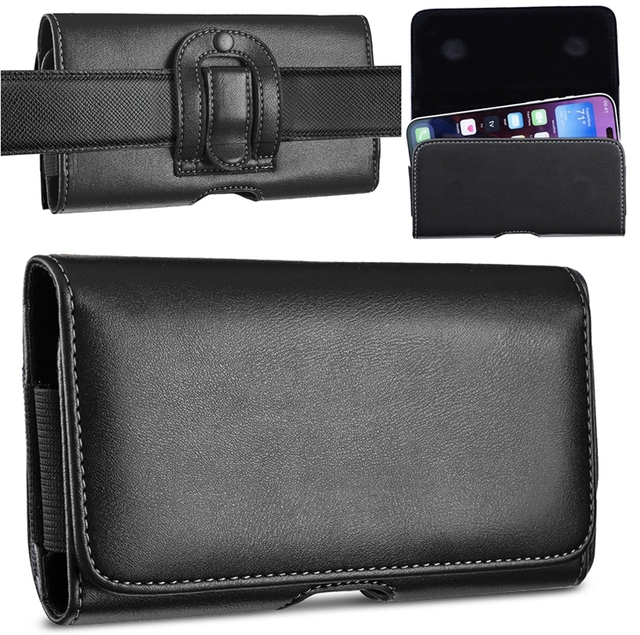 7 Inch Universal Phone Pouch Horizontal Leather Holster Case Litchi Belt Clip Men Cover Bag for Iphone for Samsung / Xiaomi