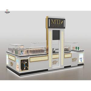 Luxury Custom Wood & Gold Perfume Kiosk Displays | Stylish <b>Small</b> Perfume Boutique & Full Retail Solutions Perfume Display Stand - Product Image 1