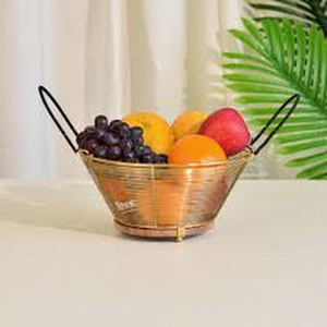 Panier à fruits minimaliste en métal avec poignées, conteneur de rangement en aluminium pour la présentation des aliments dans la cuisine, forme polygonale, design durable - Product Image 2