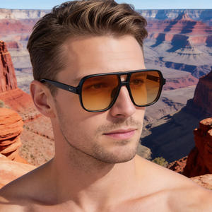 Gafas de Sol Retro de Doble Puente para Hombre XH-3452, Protección UV400, Montura de PC, Lentes Clase 2, Protección Solar, para Conducir, Viajar, Moda - Product Image 3