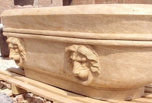 อ่างอาบน้ำหินแกะสลักยุโรปสไตล์ธรรมชาติหินอ่อนอ่างอาบน้ำ <span class=keywords><strong>Lion</strong></span> หัวรูปแบบดอกไม้ - Product Image 3