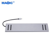 Perangkat Keras Komputer Perangkat Lunak Tipe C ke Dual untuk USB 3.0 Ethernet Hub 12 in 1 USB C Docking Station Aluminium Alloy Tersedia