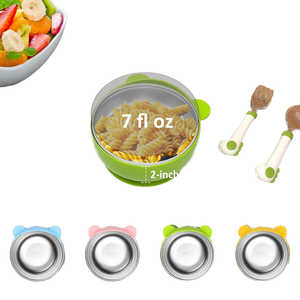 2-en-1 Bols pour bébé en acier inoxydable SUS304 Contenant à collation pour tout-petits Aspiration amovible en silicone Anti-brûlure Non toxique Repas pour enfants 4 - Product Image 2
