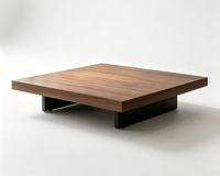 Table basse/côté carrée en bois massif, design moderne, avec structure métallique, écologique, durable, convertible, pour salon, appartement, maison