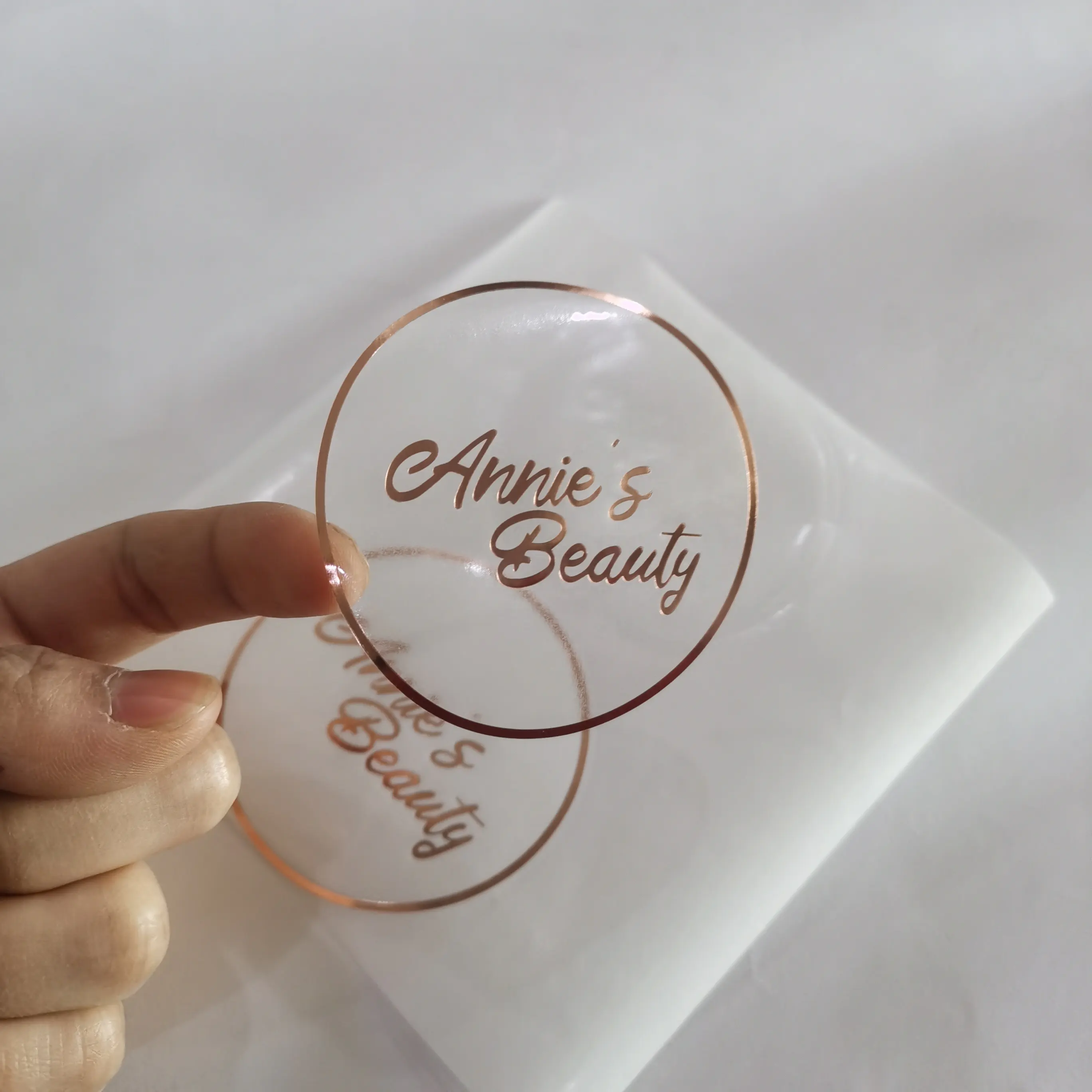 Adesivi personalizzati a buon mercato per le imprese adesivi adesivi adesivi adesivi stampati oro rosa con Logo fustel