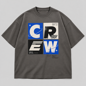 เสื้อยืด Urban Letter Graphic Tee ทรงโอเวอร์ไซส์ ทรงบ็อกซี่ ไหล่ตก สีชาร์โคล สตรีทแวร์ พิมพ์ลายตามสั่ง แบรนด์ส่วนตัว เสื้อยืดผู้ชาย - Product Image 1