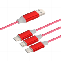 Vente en gros 2.1a 3-en-1 LED incandescente câble de charge cordon multi-USB pour cadeau de Noël pour ordinateur et imprimante