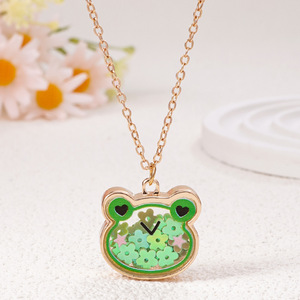 Collier pendentif enfant en alliage de zinc, motifs animaux de dessin animé (chat, grenouille, ours), cadeau pour filles et meilleures amies - Product Image 4