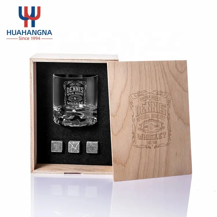 Premium Custom Engraved Personalized Glass Whiskey Decanter Set with Whisky Glasses in Luxury Gift Box for Wedding Anniversary