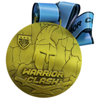 Médaille de sport 3D en argent antique, design guerrier, médaille de sport personnalisée, médaille de marathon sur sentier, médailles de sport personnalisées