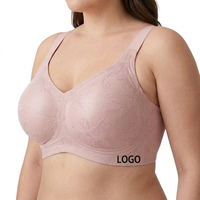 Sujetador inalámbrico SHANGBINI con estampado floral, escote en V profundo, copas moldeadas, talla grande, cómodo, sin costuras, OEM, logotipo personalizado de fábrica