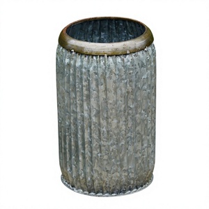 Antique Small <b>dolly</b> <b>tub</b> Galvanised metal chevron pattern Outdoor use galvanized planters Customized large <b>tubs</b> - Product Image 3