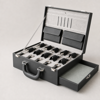 Boîte de livraison en cuir de luxe personnalisée Aoying, en PU écologique, multifonctionnelle, pour homme, avec serrure à code, noire, emballage cadeau