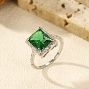 แหวนเพชรสวิสทรงสี่เหลี่ยมสำหรับผู้หญิงแหวนหรูหราสีสันสดใส925เหลี่ยมสำหรับงานแต่งงาน - Product Image 5