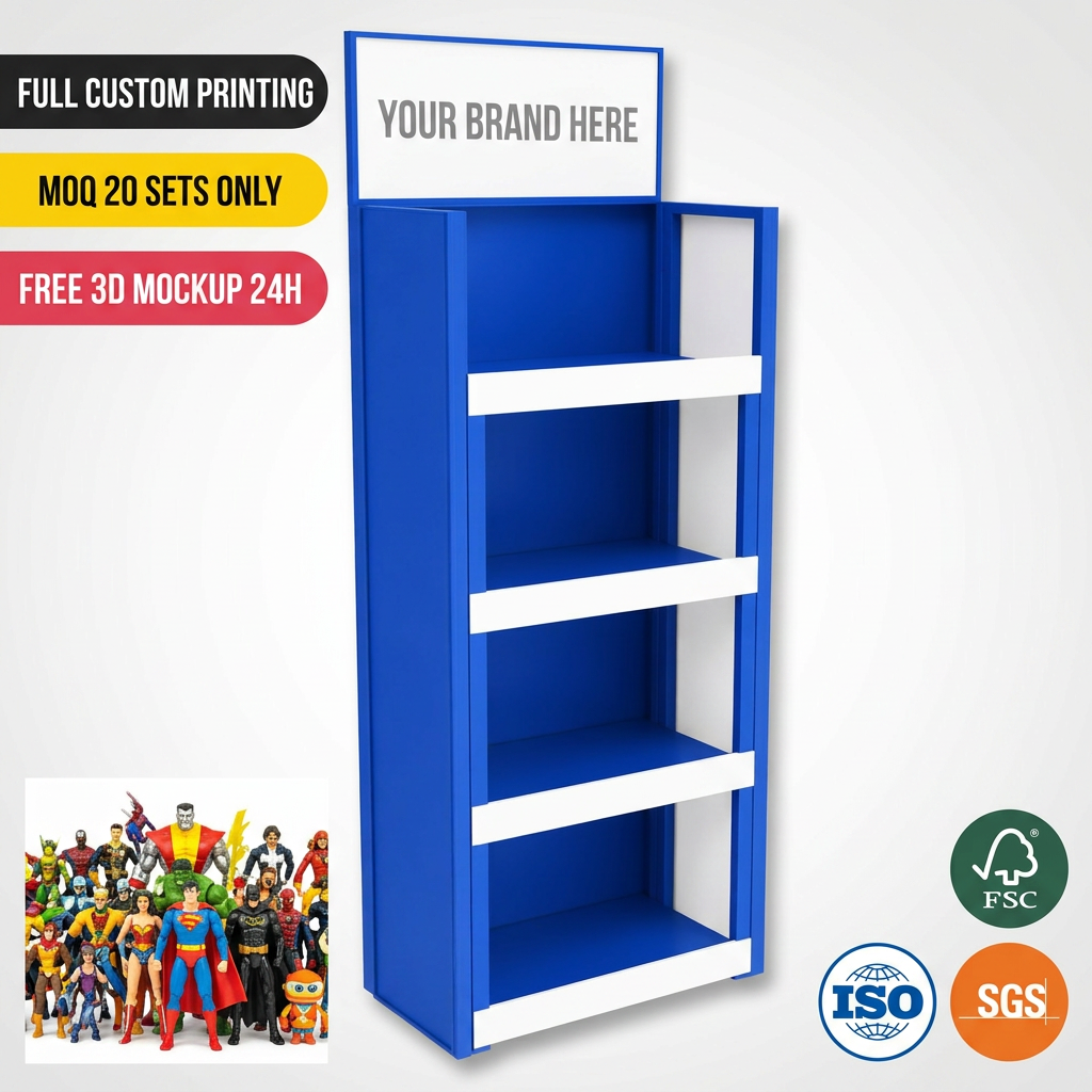 Apache Custom Toy Display Rack 4-Way 4-Tier Metal Figure Merchandiser Knock Down Rotating Stand for Retail Store OEM ODM — view 2