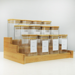 Glass Spice Jar Square Glass Jar <strong>Kitchen</strong> <strong>Storage</strong> <strong>Containers</strong> Glass Jar with Lid for Food - Product Image 3