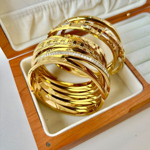 Pulseras y Brazaletes de Lujo al por Mayor de Acero Inoxidable 316L, Chapados en Oro de 14k y 18k, con Circonitas, de Diseñador, para Mujer - Product Image 2