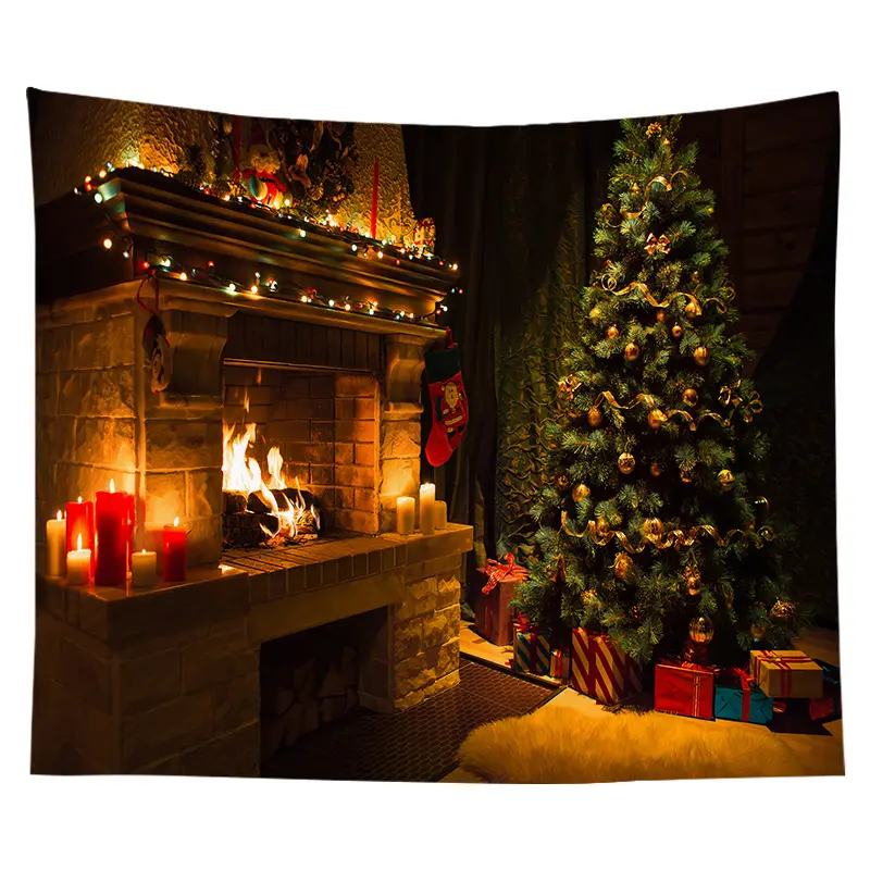 New design wall hanging decorative cotton printing embroider fabric christmas tapestry