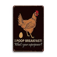 Letreros de Metal con Diseño de Pollo Personalizado, Placas de Metal Vintage con Huevos Divertidos, Decoración de Animales de Granja
