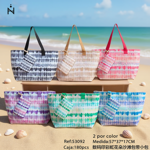 Bolsa de Playa con Estampado Digital de Flores Arcoíris, 57x37x17cm, con Correa Pequeña - Product Image 3