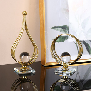 Adorno de bola de cristal de artes místicas, forma geométrica de hierro forjado, decoración para el hogar, sala de estar, oficina, escritorio, estilo moderno y sencillo - Product Image 3